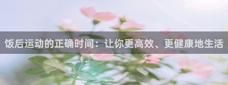 678体育官网地址：饭后运动的正确时间：让你更高效、更健康地生活
